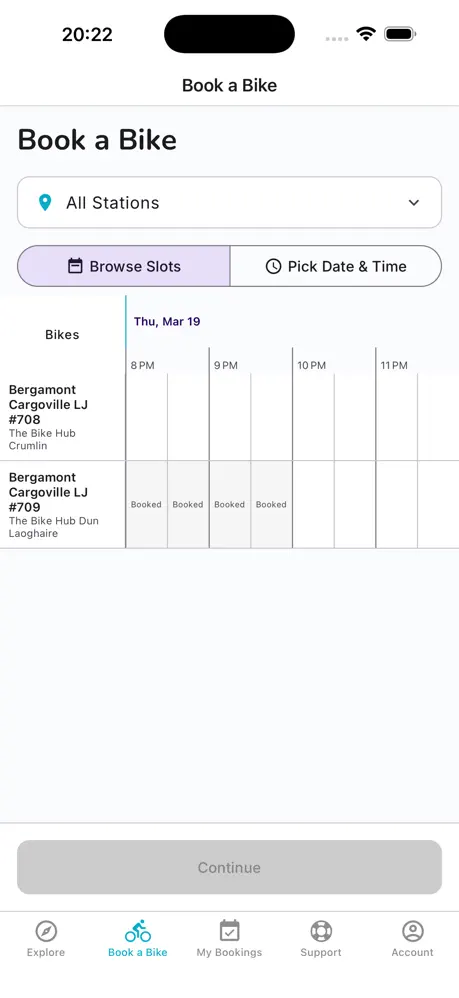 Real-time availability calendar